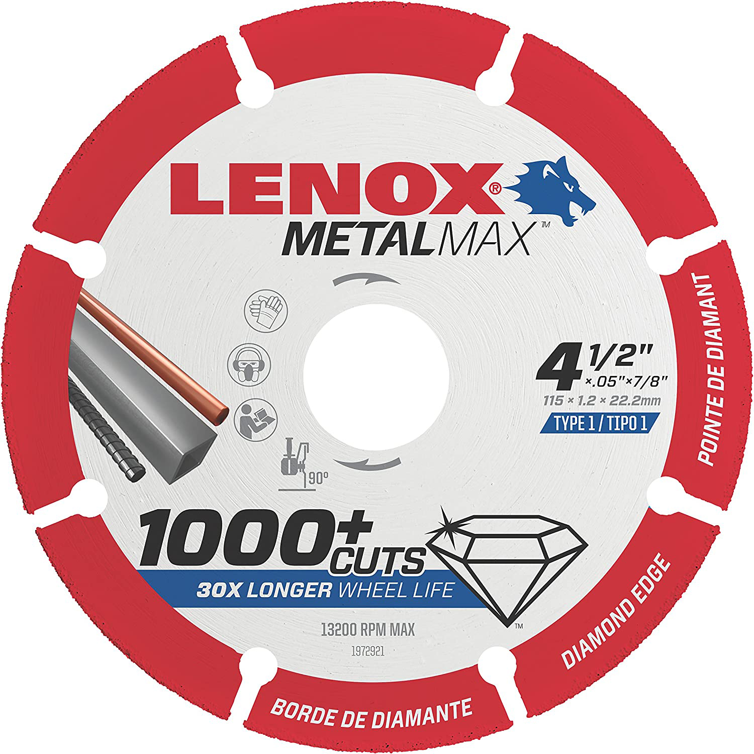 Lenox Diamond Cutting Wheel 4-1/2in x 7/8in